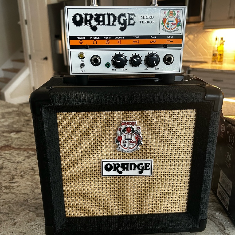 Orange Micro Dark Terror Hybrid Amp Head Mini Stack Combo w/ Cabinet, Black